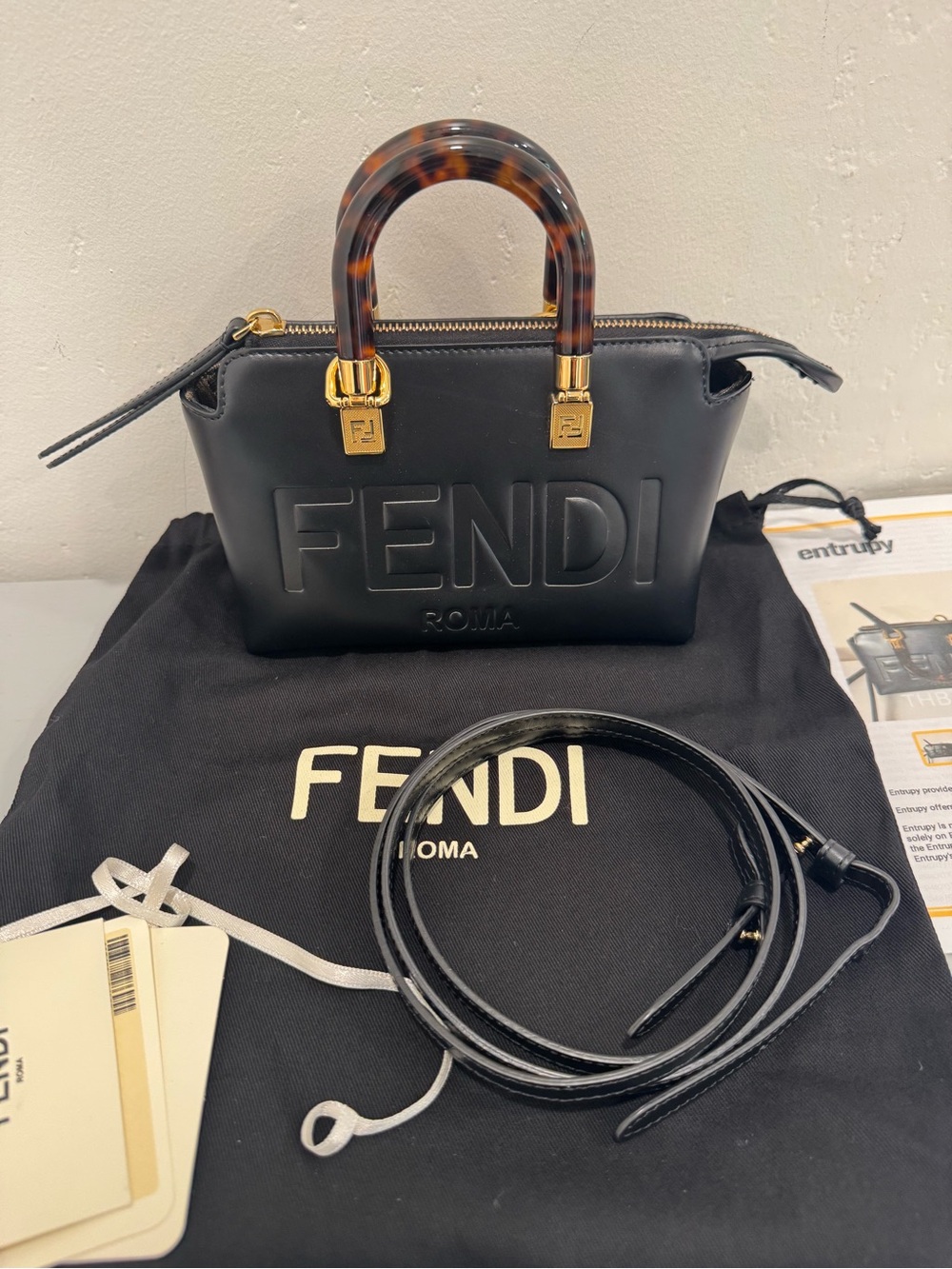Fendi Vitello King Plexiglass Mini By The Way Top Handle Boston Bag